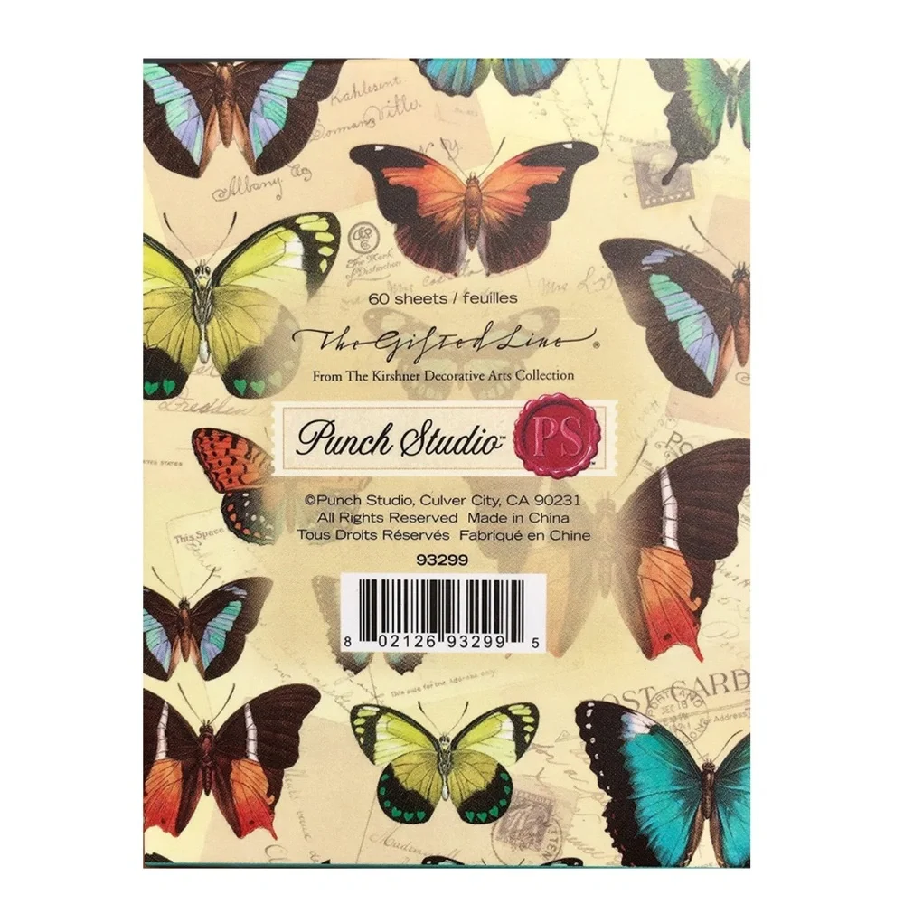Punch Studio Butterfly Postcard Embellished Mini Pocket Notepad (93299)